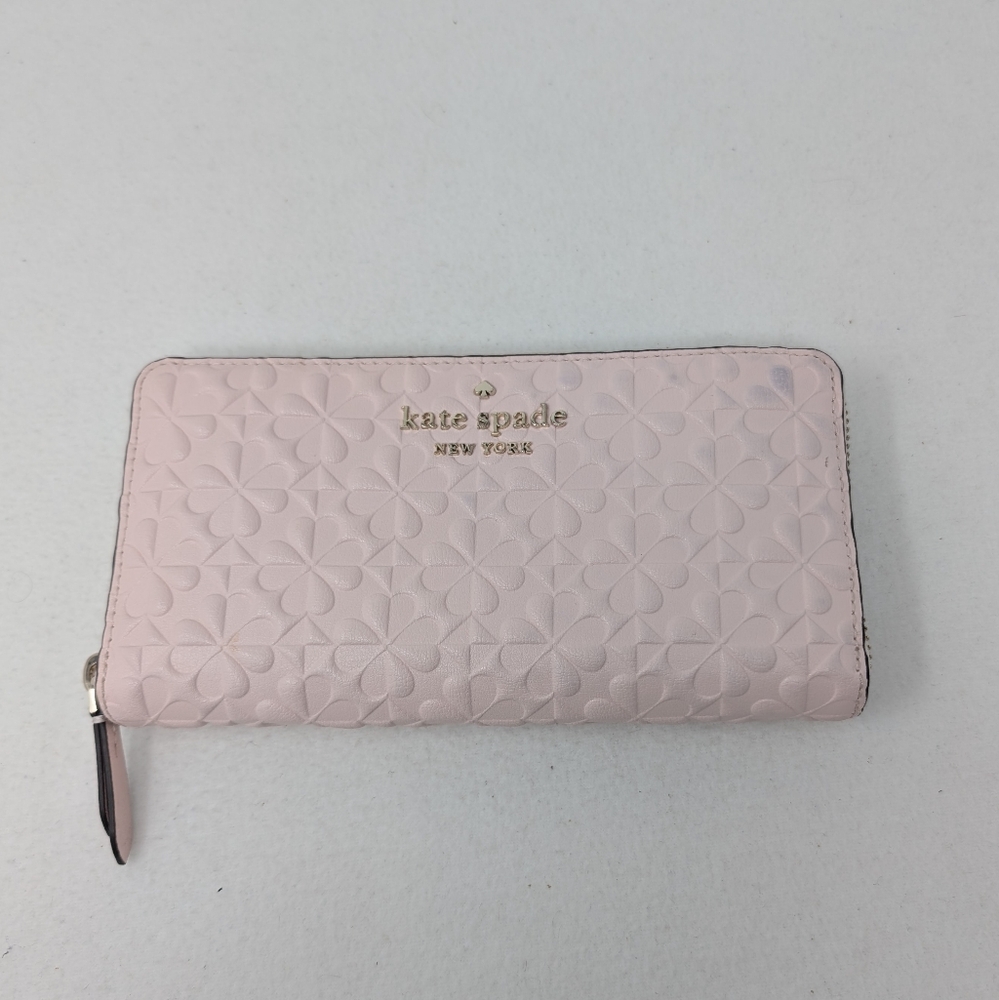 Women's Kate Spade Clover Embossed Peachpuff Zip Around Continental Wallet